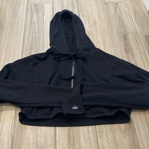 ALO Yoga Black Cropped Hoodie